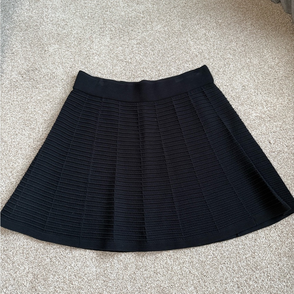 LOFT Textured Black A-Line Skirt